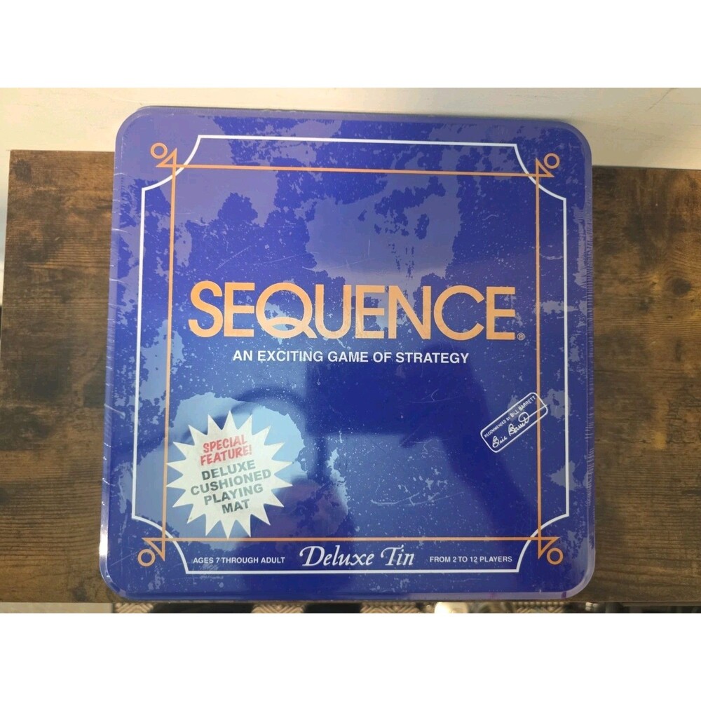 Sequence Board Card Game Deluxe Tin - with Deluxe Cushioned Mat - Jax 1995 New